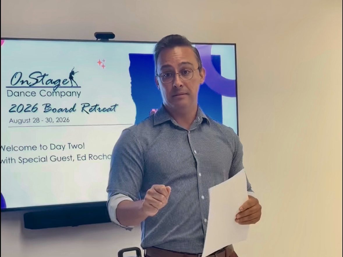 Edward Rocha leading a session as special guest at a nonprofit board retreat